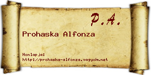 Prohaska Alfonza névjegykártya